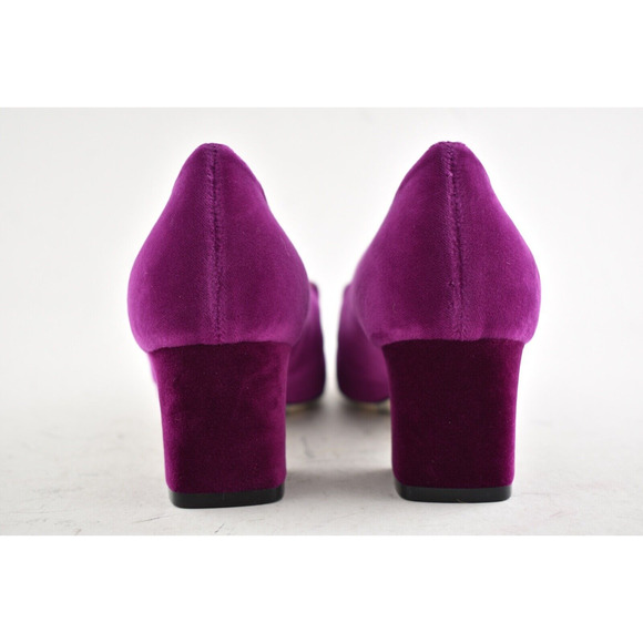 Gucci Victoire Fucsia Velvet Double GG Logo Block Mid Heel Mule Loafer Pump 36.5 - Picture 11 of 13